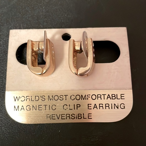 Jewelry | Magnetic Clip Earrings Goldtone Crystal Rhinestones On Both ...